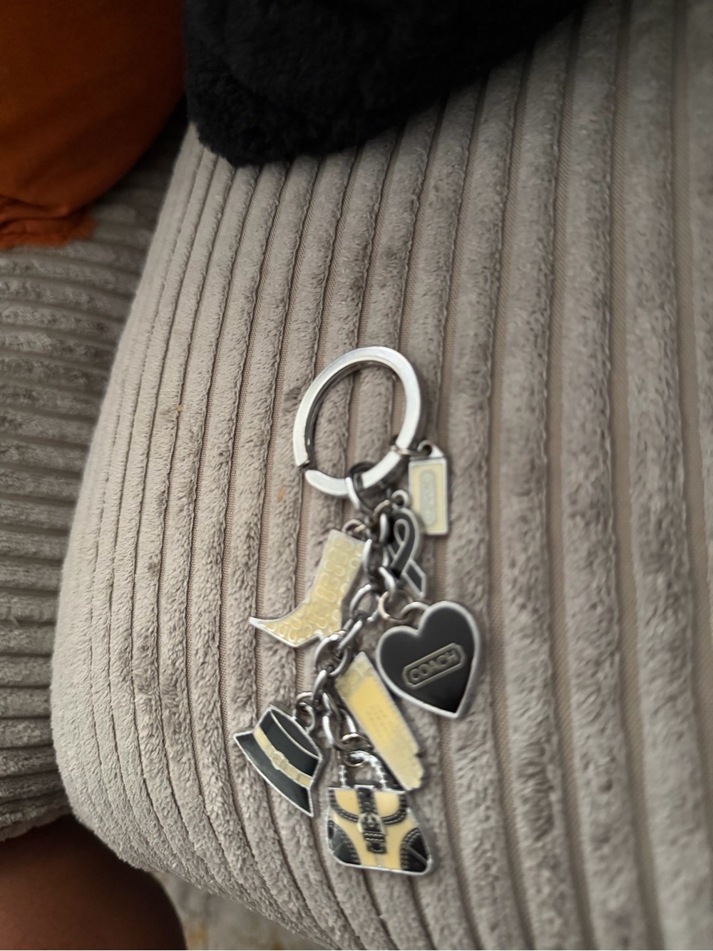 Coach Yellow & Silver Multi-Charm Keychain
